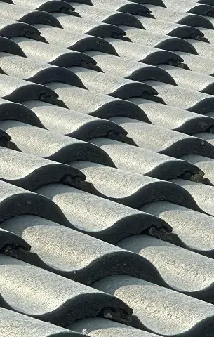 Rows of grey wavy roof tiles filling the frame.